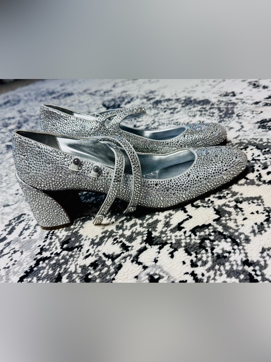 Christian Louboutin Shoes - NWT!!! Christian Louboutin Silver Crystal Block Heel Pumps Sz 41/11
